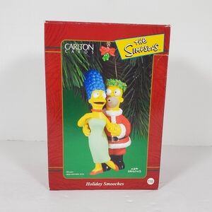 Carlton Cards Simpsons Holiday Smooches Christmas Ornament Homer Marge Mistletoe